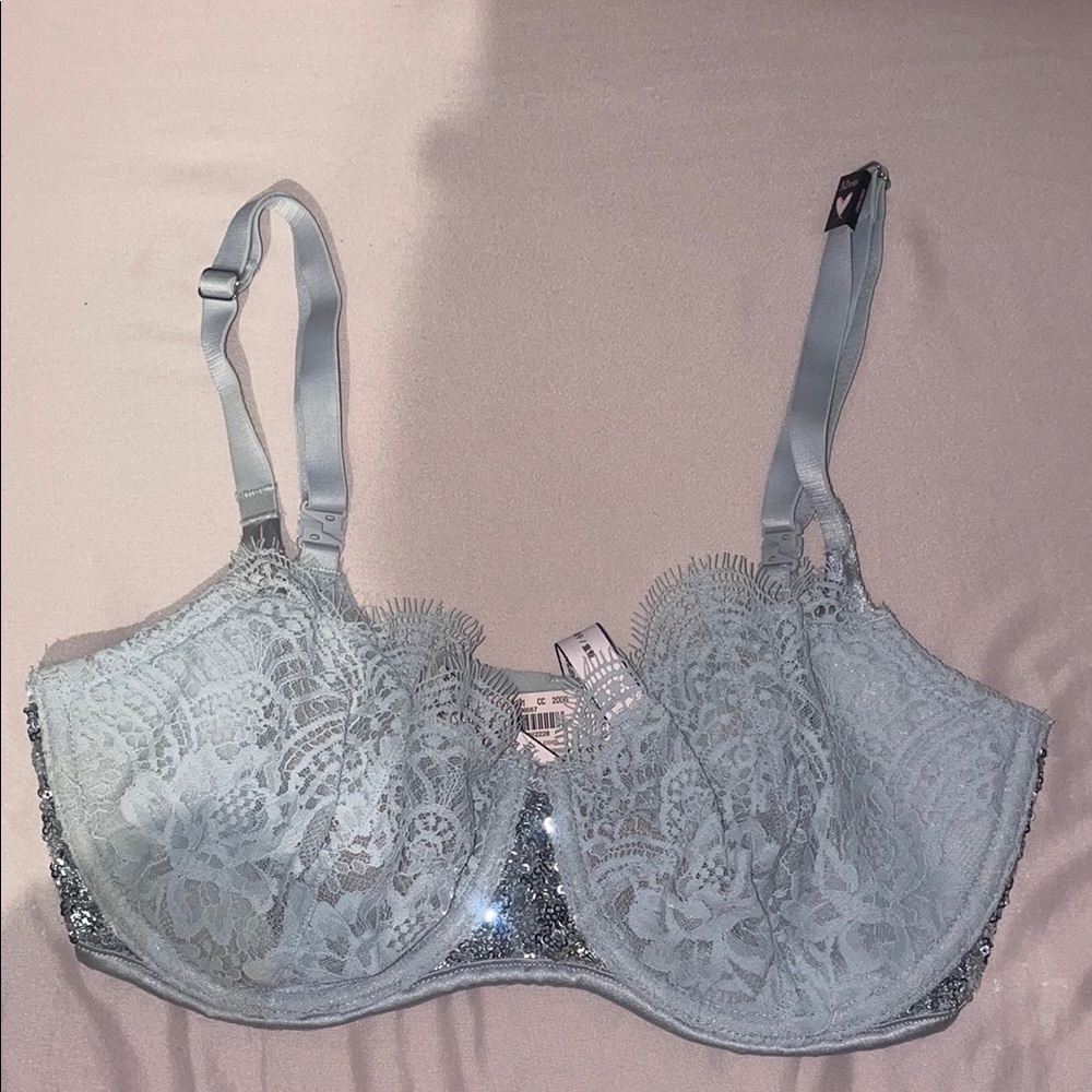 Lace Underwire Bra - Light Gray